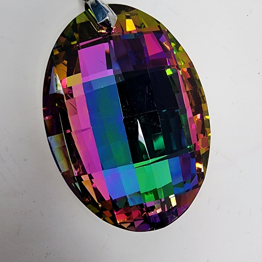 Silver Chain With Multicolor‎ Oval Large Pendant And Necklace - Picture 12 of 12